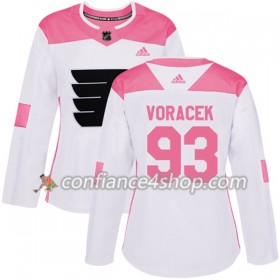 Adidas Maillot de Hockey Philadelphia Flyers Jakub Voracek 93 2017-2018 Blanc Rose Fashion Authentic - Femme